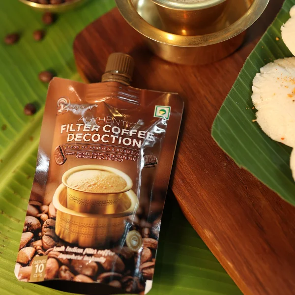 Authentic Filter Coffee Decoction, South Indian filter coffee, traditional coffee India, Arabica Robusta blend, premium coffee decoction, instant filter coffee, Chikmagalur coffee, Coorg coffee, pure coffee decoction, aromatic Indian coffee