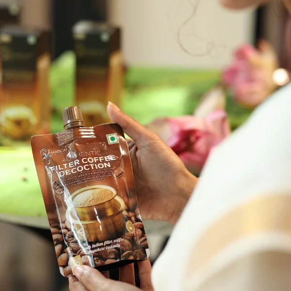 Authentic Filter Coffee Decoction, South Indian filter coffee, traditional coffee India, Arabica Robusta blend, premium coffee decoction, instant filter coffee, Chikmagalur coffee, Coorg coffee, pure coffee decoction, aromatic Indian coffee