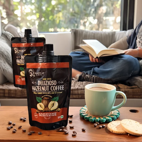 Delicious Hazelnut Coffee Decoction, hazelnut coffee India, South Indian coffee, flavoured coffee decoction, Arabica Robusta blend, instant filter coffee, premium coffee decoction, roasted hazelnut coffee, traditional Indian coffee, aromatic coffee brew